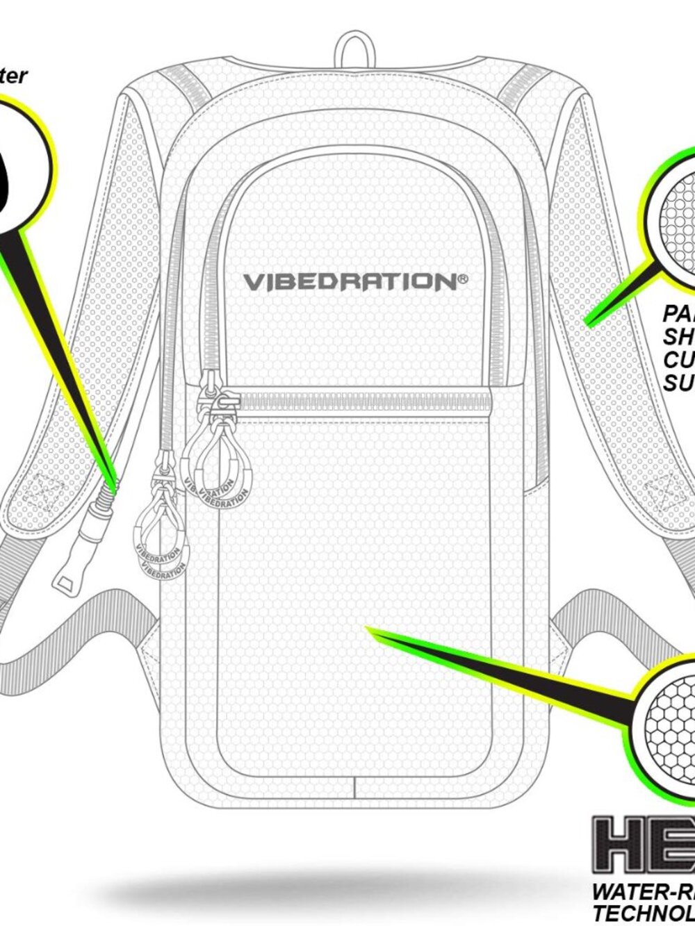 Vibedration Hydration Backpack w/o bladder - turquoise/orange pattern - Picture 13 of 15